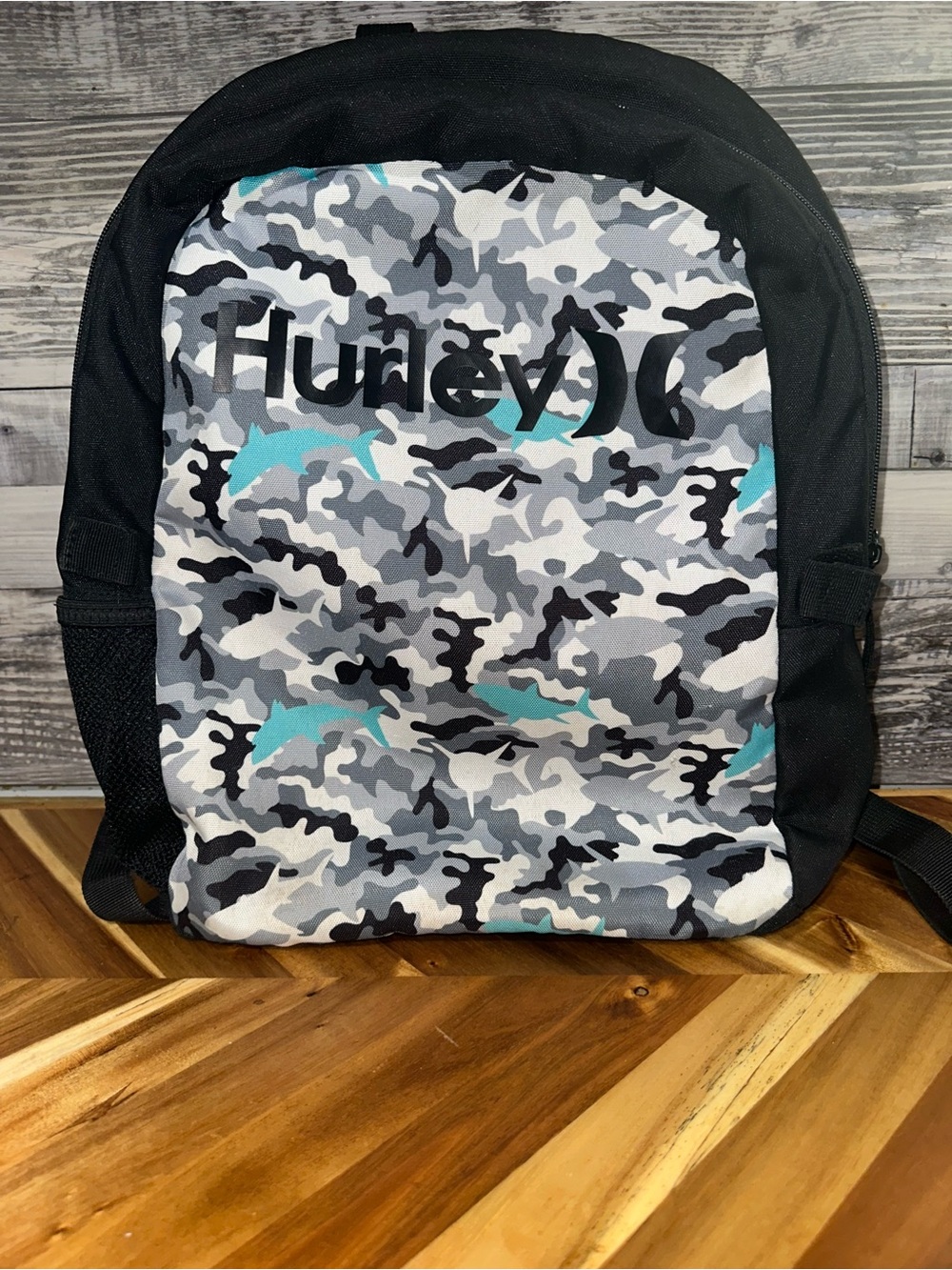 Hurley Black, Gray & Teal Camo Backpack